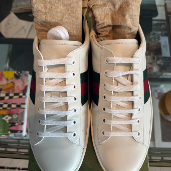 GUCCI ACE WEB LOW-TOP SNEAKERS - Picture 1 of 10